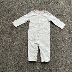 Carter’s Baby Girl Pink/White Bear Print Snap Up Footless Sleeper, Size 9 Months